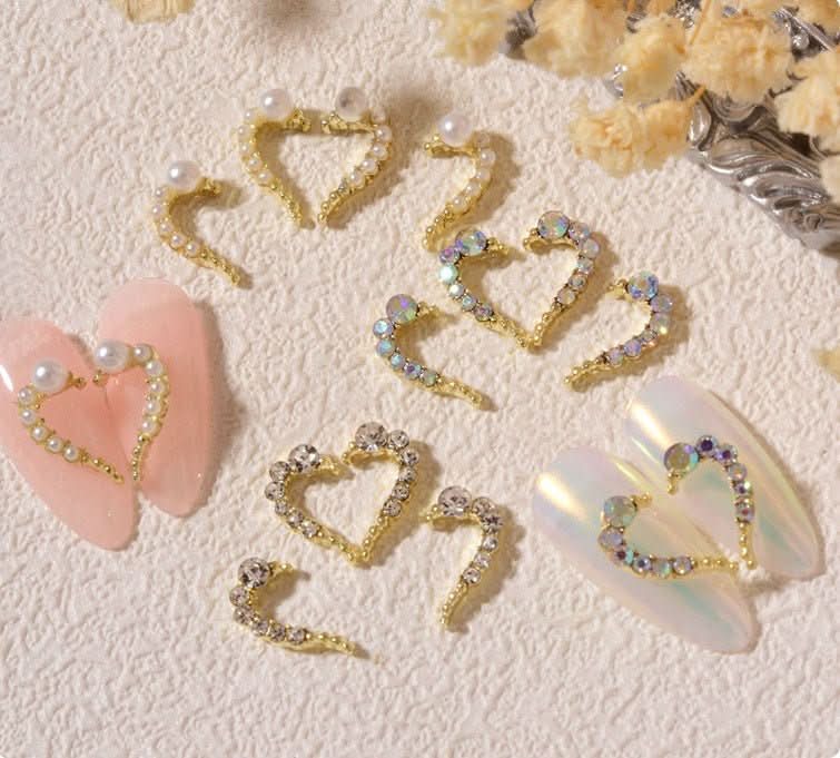 Nail Art DIY Love Heart Alloy Jewelry Nail Piece Nail Decoration Rhinestone - Eshtree