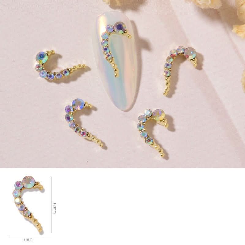 Nail Art DIY Love Heart Alloy Jewelry Nail Piece Nail Decoration Rhinestone - Eshtree