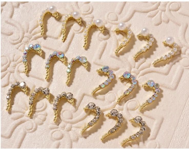 Nail Art DIY Love Heart Alloy Jewelry Nail Piece Nail Decoration Rhinestone - Eshtree