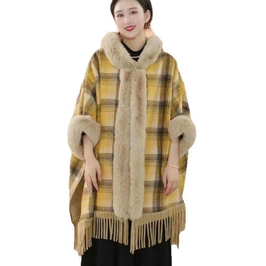 New Fallwinter Tippet With A Trendy Maillard Plaid Design Lined With Soft Fleece For Extra Warmth - Eshtree