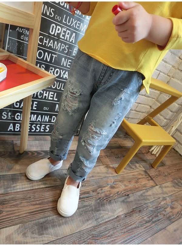 New Korean Style Boys Ripped Trousers - Eshtree