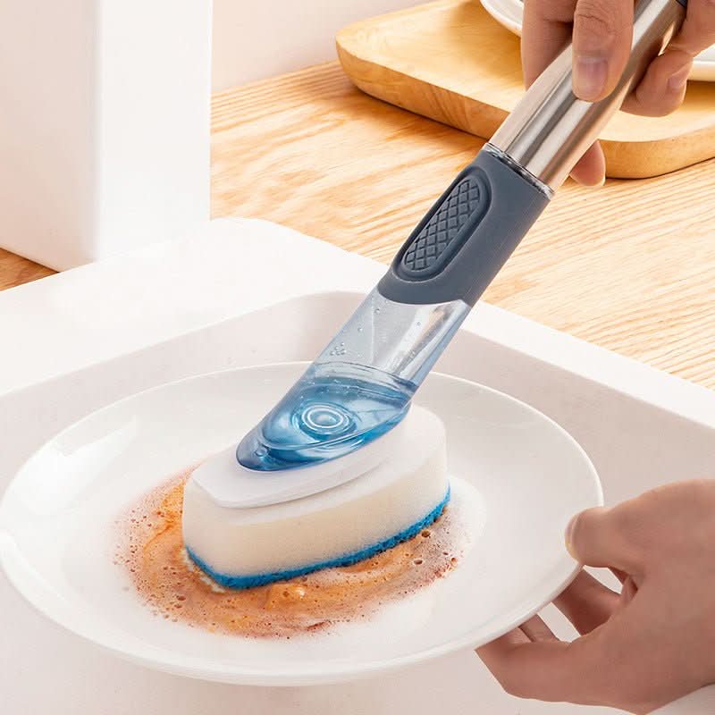 New Multifunctional Dish Brush Household Kitchen Oily Sponge Long Handle Cleaning Brush - Eshtree