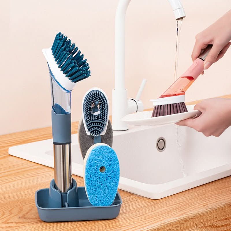 New Multifunctional Dish Brush Household Kitchen Oily Sponge Long Handle Cleaning Brush - Eshtree