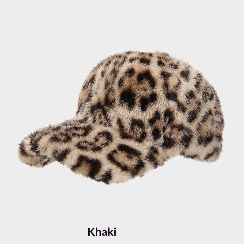 New Plush Leopard Print Warm Baseball Cap - Eshtree