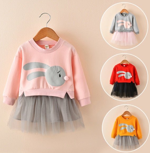 New spring infant skirt 1 long sleeved dress 2 female baby cartoon 3 4 princess dress lace dress tide - Eshtree