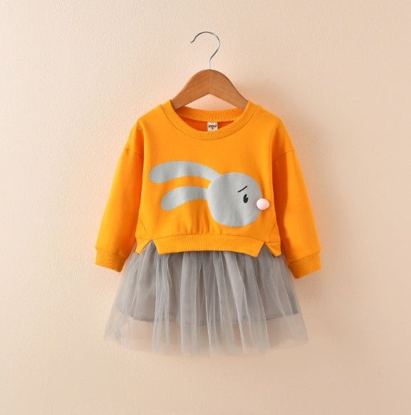 New spring infant skirt 1 long sleeved dress 2 female baby cartoon 3 4 princess dress lace dress tide - Eshtree