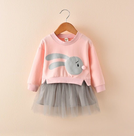New spring infant skirt 1 long sleeved dress 2 female baby cartoon 3 4 princess dress lace dress tide - Eshtree