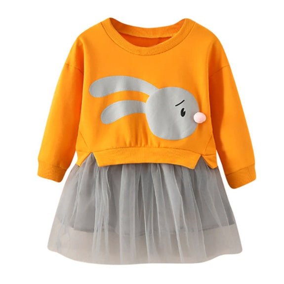 New spring infant skirt 1 long sleeved dress 2 female baby cartoon 3 4 princess dress lace dress tide - Eshtree