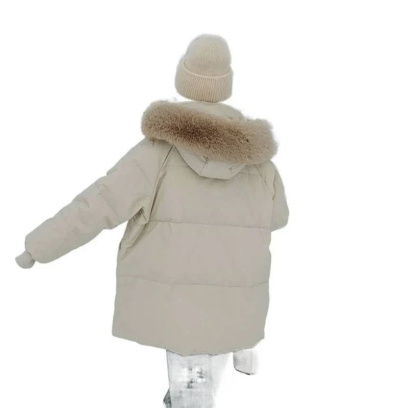 New Thickened Cotton Coat With A Hood And A Big Fur Collar Perfect For Petite Frames - Eshtree