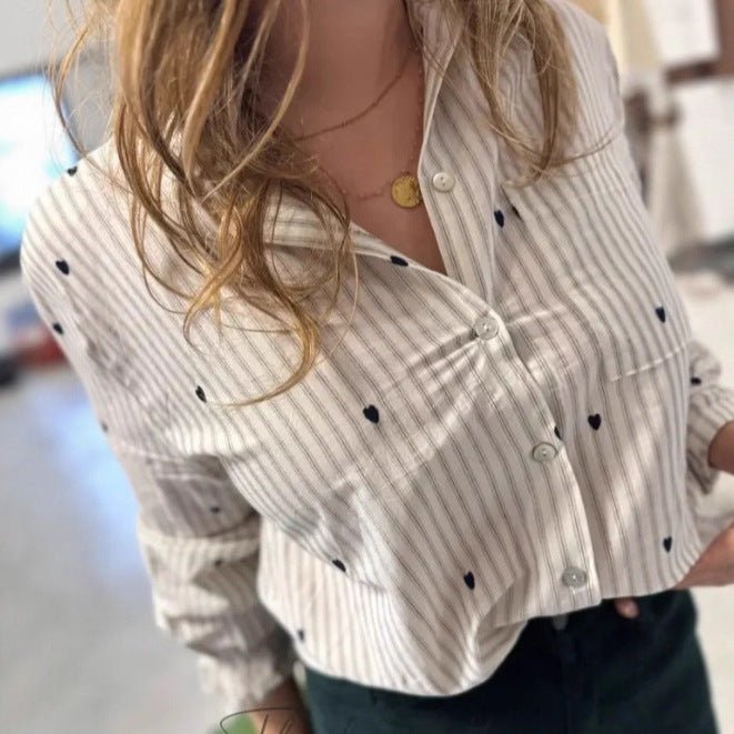 New Womens Embroidered Shirt With A Stand - up Collar And Long Sleeves - Eshtree