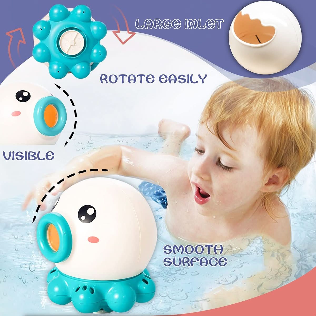 Octopus Fountain Bath Toy Water Jet Rotating Shower Bathroom Toy Summer Water Toys Sprinkler Beach Toys Kids Water Toys - Eshtree