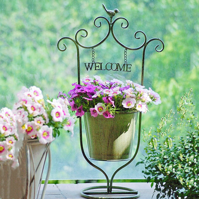 Outdoor Courtyard Iron Flower Basket Decoration Garden Ornaments - Eshtree