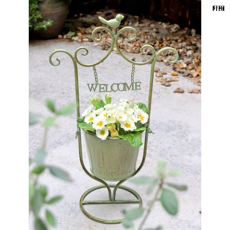 Outdoor Courtyard Iron Flower Basket Decoration Garden Ornaments - Eshtree