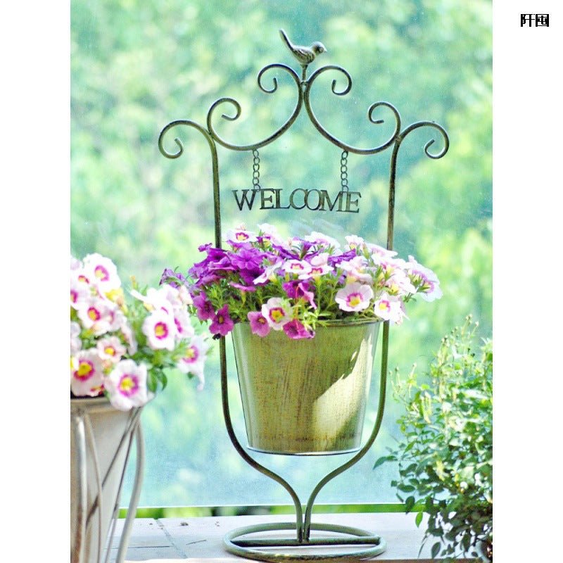 Outdoor Courtyard Iron Flower Basket Decoration Garden Ornaments - Eshtree