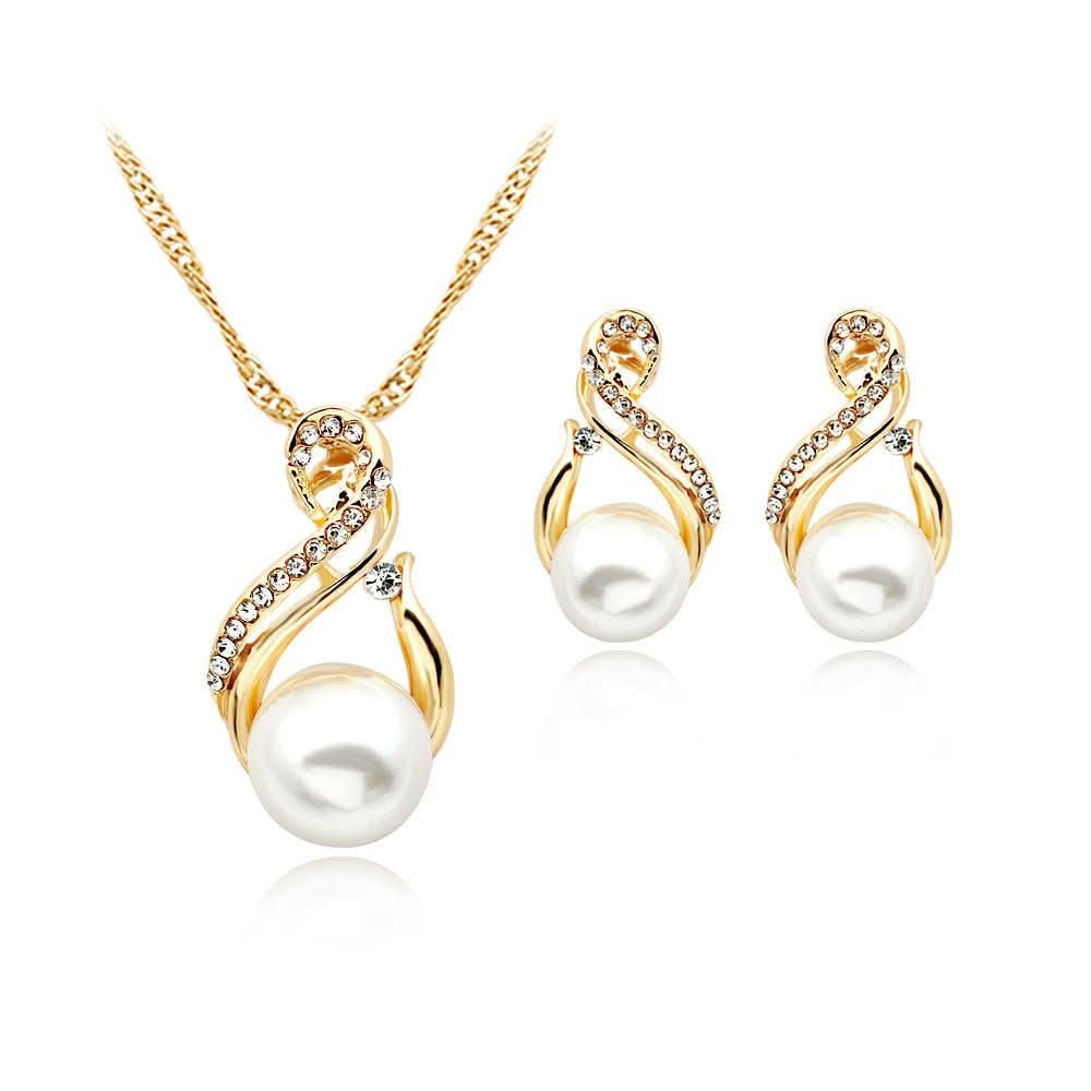 Pearl Necklace And Earrings Set Popular Dinner Bridal Accessories - Eshtree
