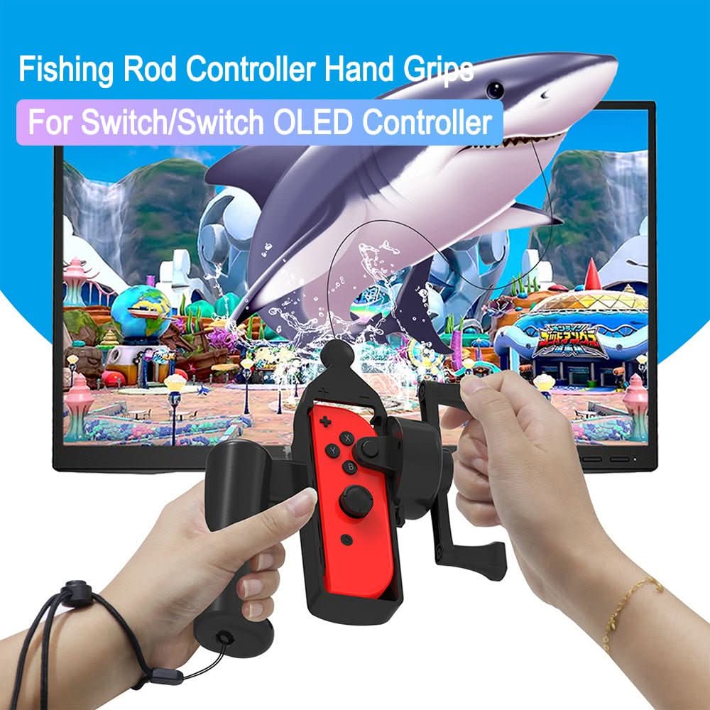Plastic Game Console Controller Holder Fishing Rod Shaped Handle Grips Accessories - Eshtree
