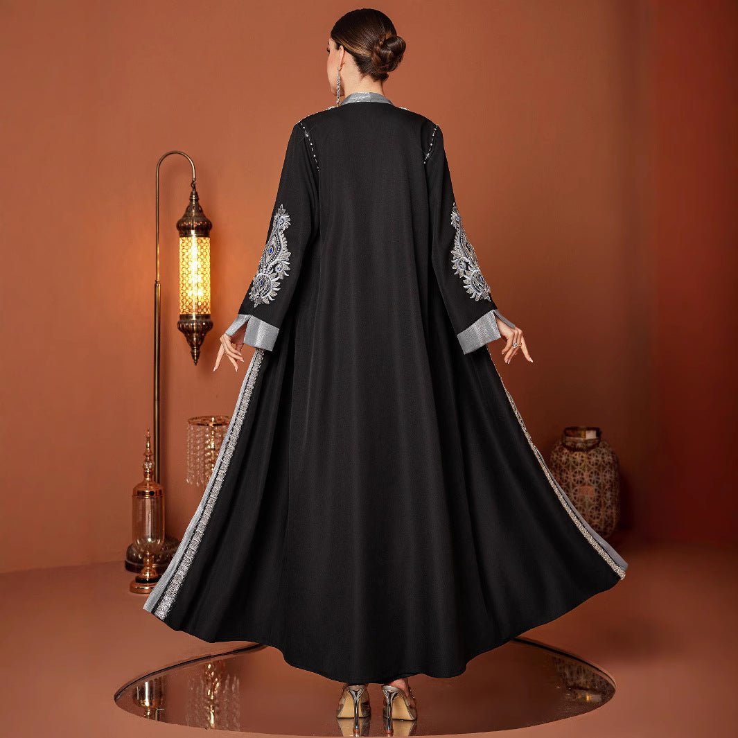 Plus Size Robe Handmade Embroidery Laminate Rhinestone ABAYA Middle East Women's Clothing - Eshtree