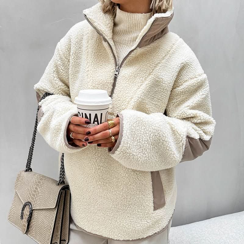 Plush Loose Lapel Pullover Sweater - Eshtree