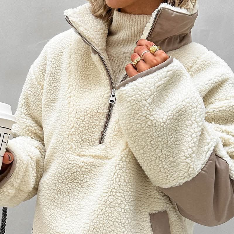 Plush Loose Lapel Pullover Sweater - Eshtree