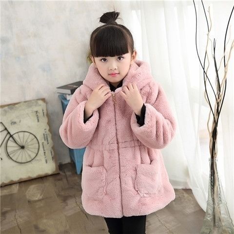 Plush Padded Children's Clothing Girls Wool Sweater Coat - Eshtree