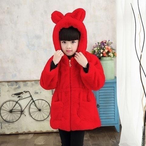 Plush Padded Children's Clothing Girls Wool Sweater Coat - Eshtree
