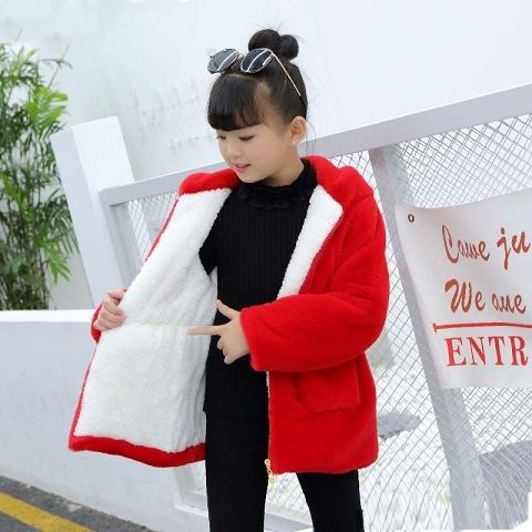 Plush Padded Children's Clothing Girls Wool Sweater Coat - Eshtree