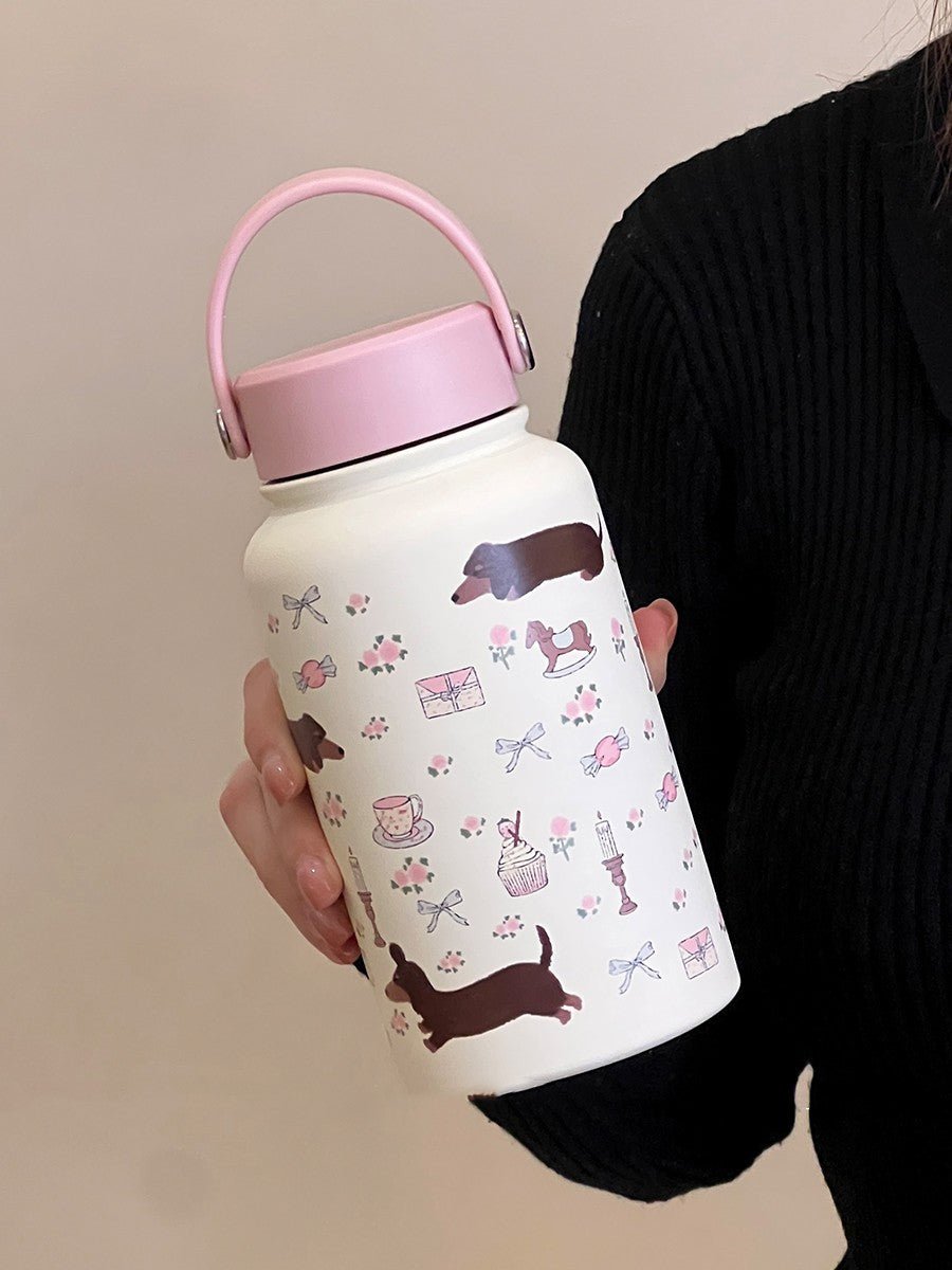 Portable Floral Sausage Dog Large Capacity Vacuum Cup - Eshtree