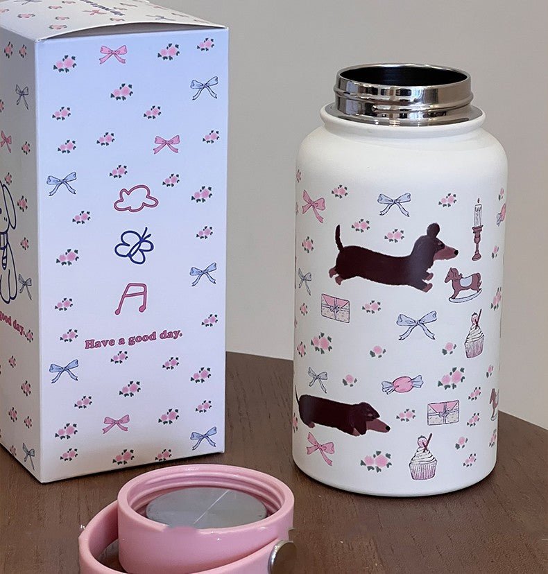 Portable Floral Sausage Dog Large Capacity Vacuum Cup - Eshtree