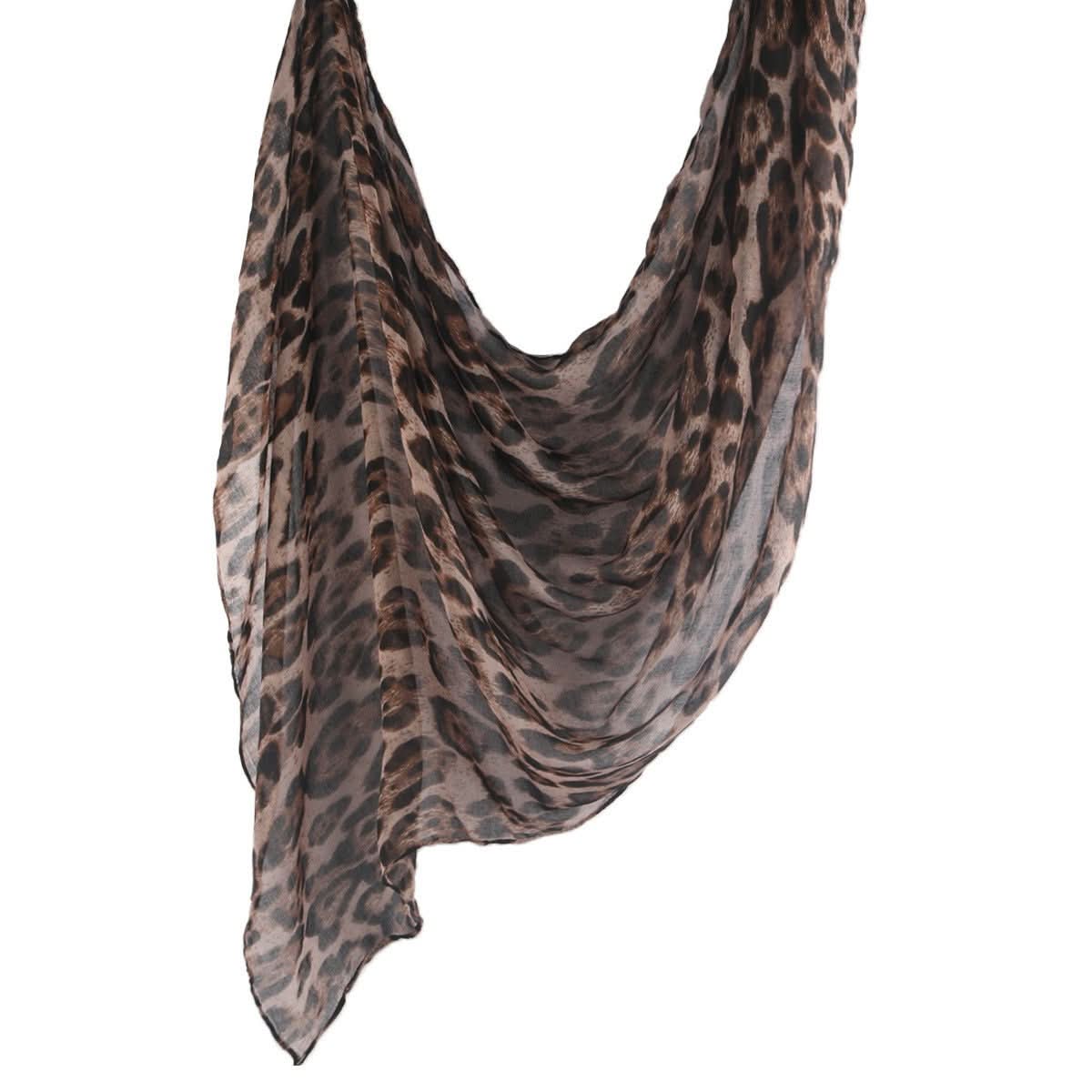 Printed Classic Leopard Pattern Flat Women's Toe Cap Scarf Silk Scarf - Eshtree