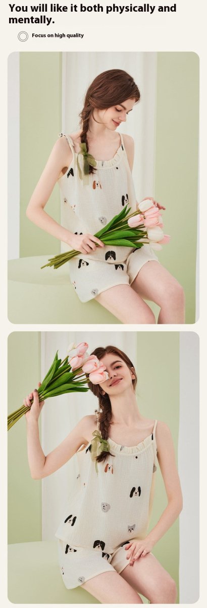 Pure Cotton Double - layer Gauze Pajamas For Women - Eshtree