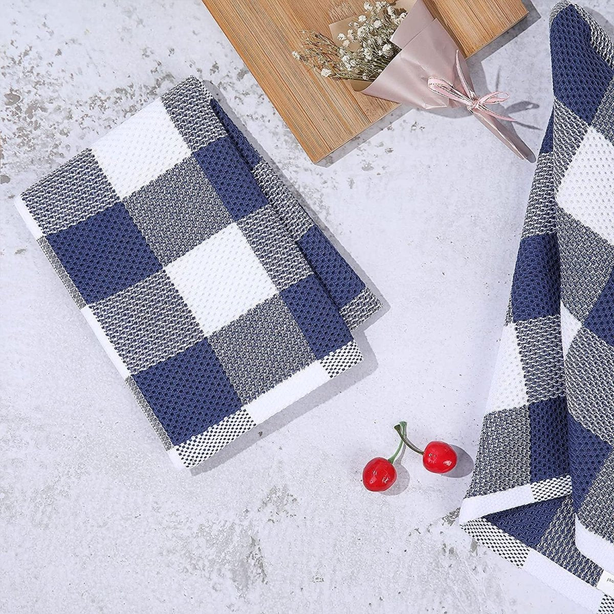 Pure Cotton Thickened Waffle - knit Kitchen Towelabsorbent And Colorfast - Eshtree