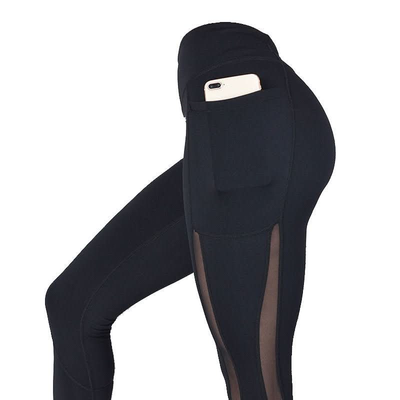 Quick - drying Mesh Stitching Cropped Running Sports Fitness Yoga Leggings - Eshtree