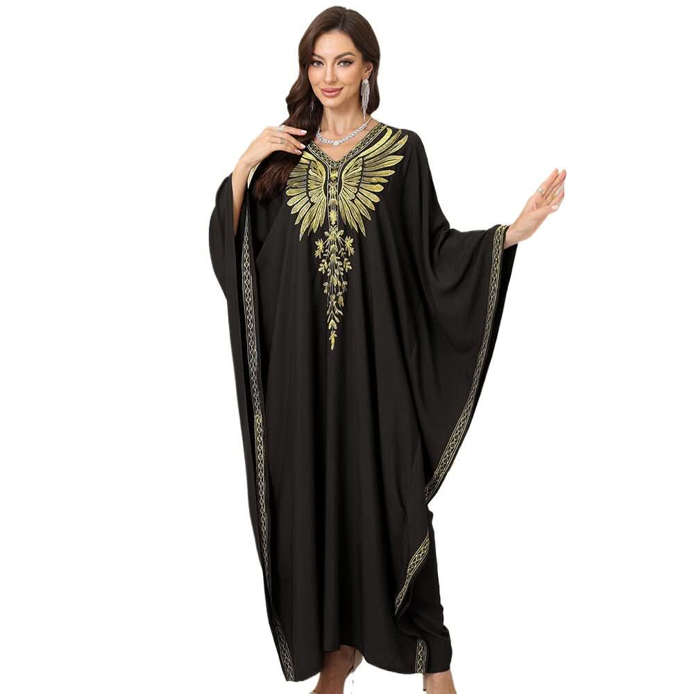 Rayon Gold Thread Embroidered Beach Cover - up Loose Robe - Eshtree