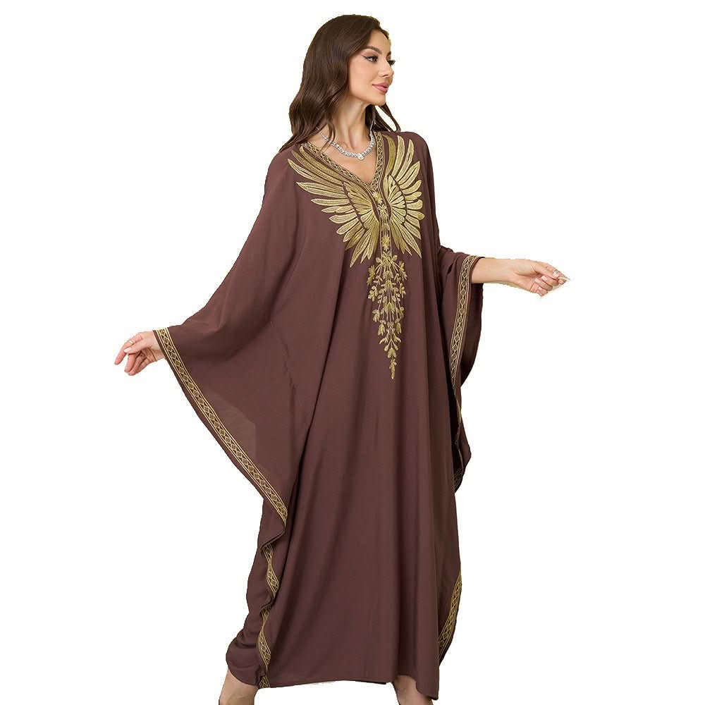 Rayon Gold Thread Embroidered Beach Cover - up Loose Robe - Eshtree