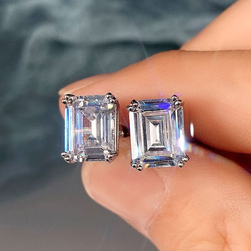 Rectangular Zircon Earrings Minimalist Unisex Ear Jewelry - Eshtree