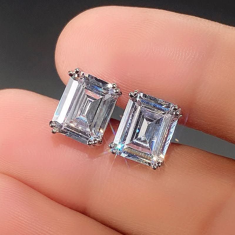 Rectangular Zircon Earrings Minimalist Unisex Ear Jewelry - Eshtree