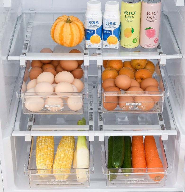 Refrigerator Organiser for Storage Kitchen - Storage Box Transparent Food Refrigerator Drawers Spacer Storage Basket - Eshtree