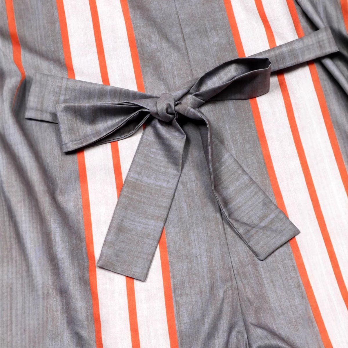 Relaxed - fit Striped Tie - front Jumpsuit Pants For Vacation - Eshtree