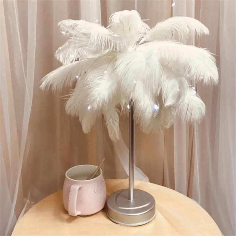 Remote Control Feather Table Lamp USB Battery Power - Eshtree