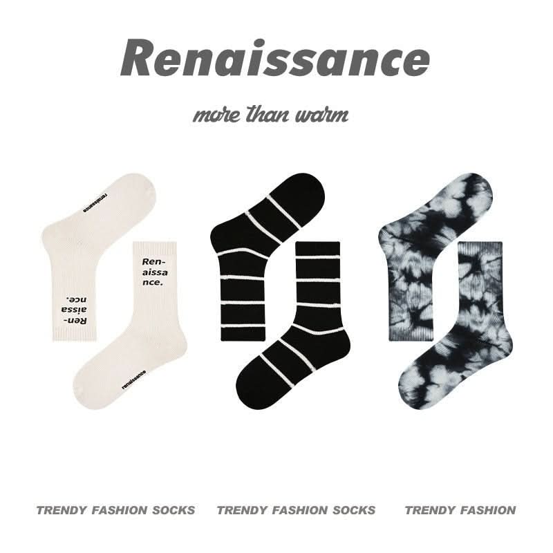 Renaissance Original Tube Socks Simple Letters Men - Eshtree