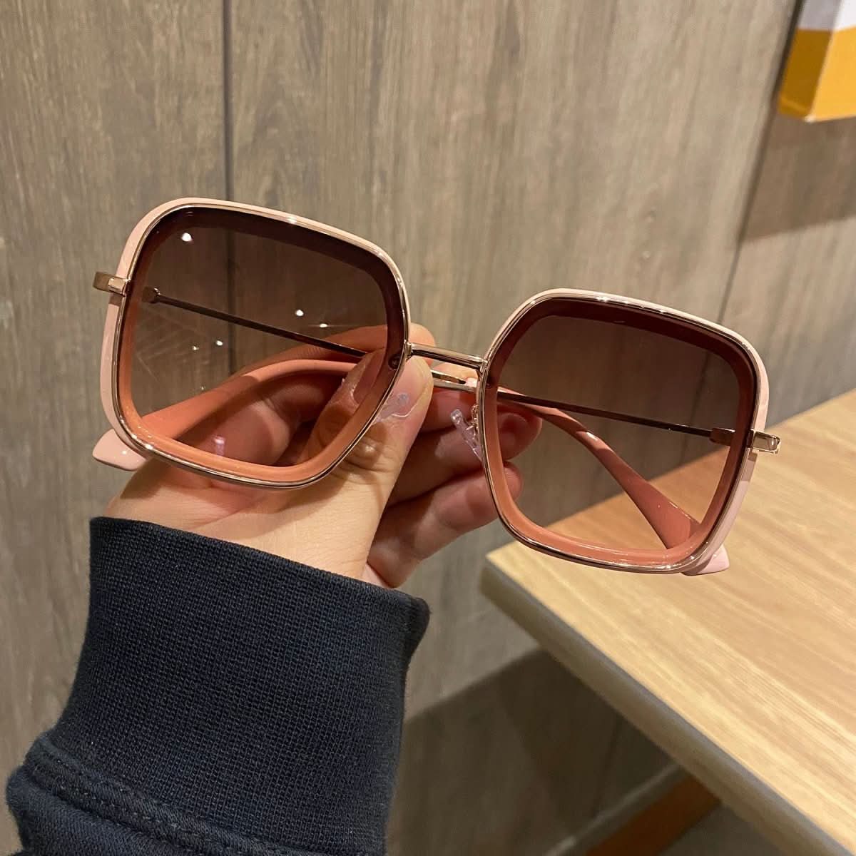 Retro Big Frame Square Brown Sunglasses For Women - Eshtree