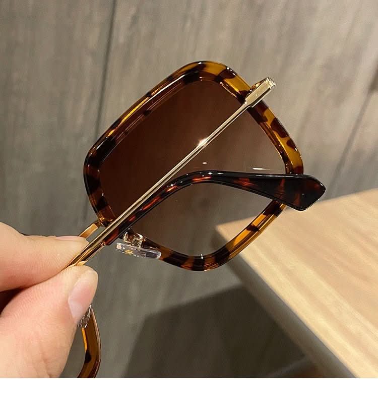 Retro Big Frame Square Brown Sunglasses For Women - Eshtree