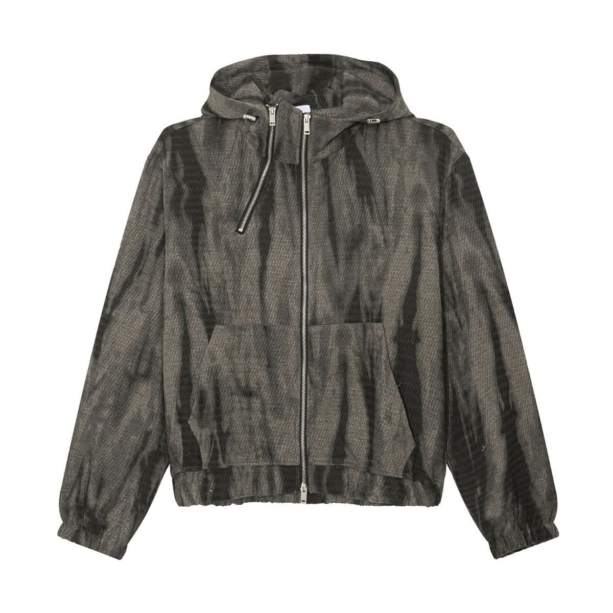 Retro Distressed Hooded Sweater Metal Zipper Design Jacket For Men - Eshtree