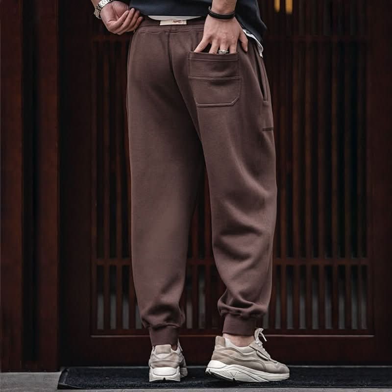 Retro Drawstring Elastic Waist Knitted Sweatpants Tapered Ankle - tied - Eshtree