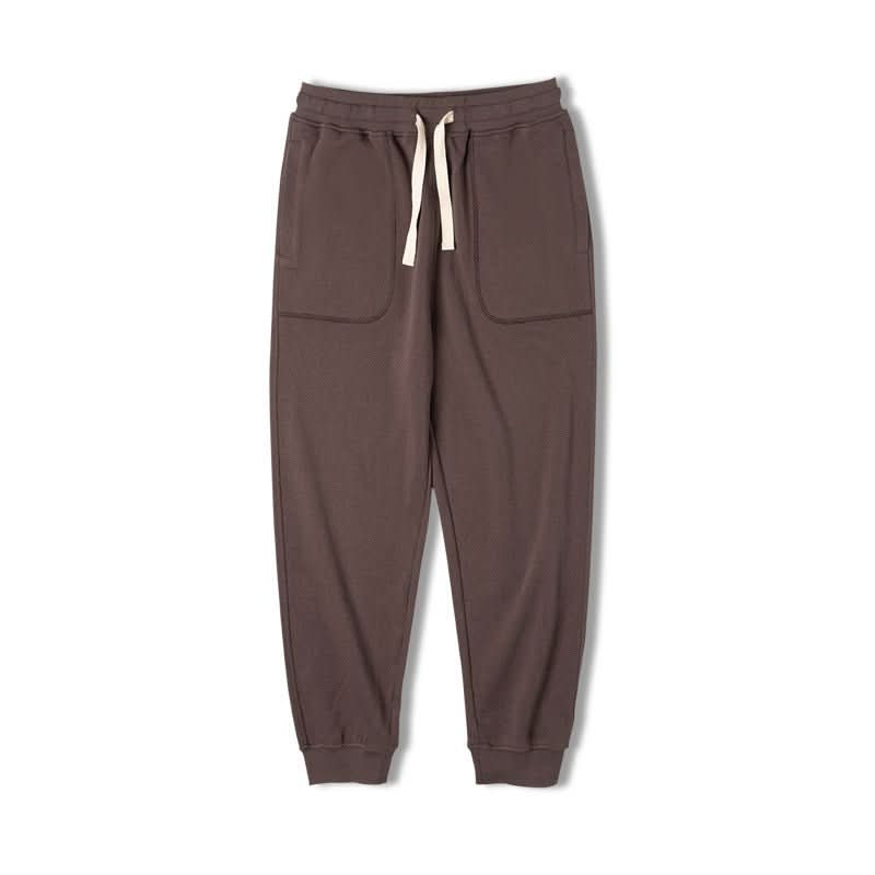 Retro Drawstring Elastic Waist Knitted Sweatpants Tapered Ankle - tied - Eshtree