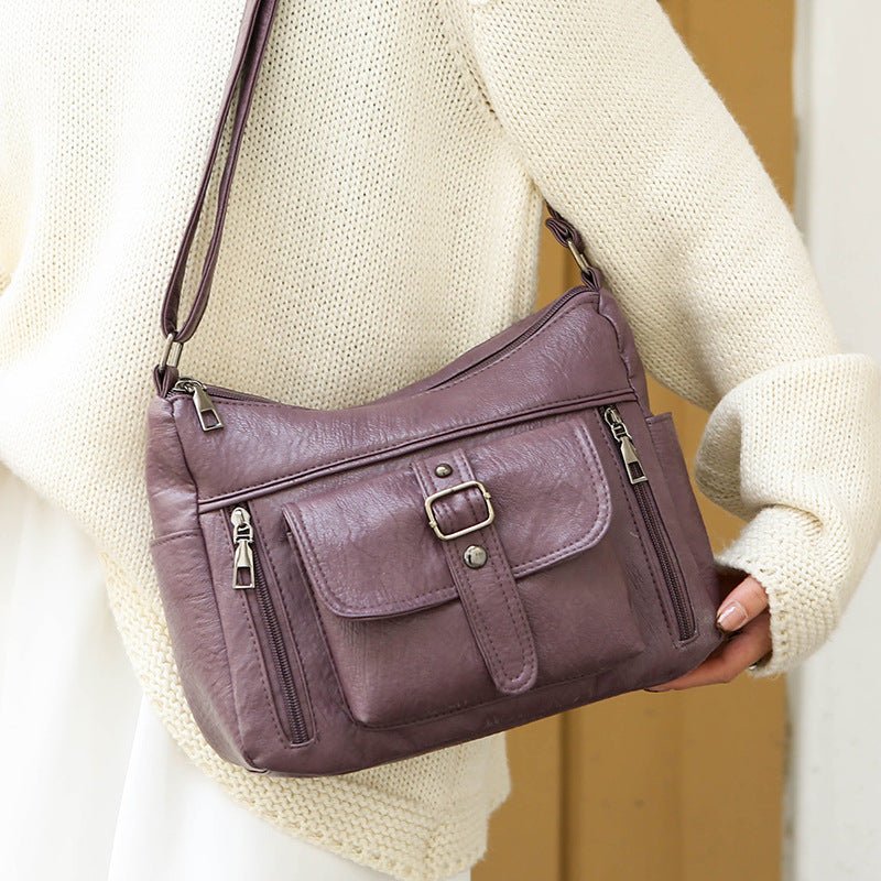 Retro Large Capacity Soft Authentic Leather Tactile Feel Shoulder Messenger Bag - Eshtree