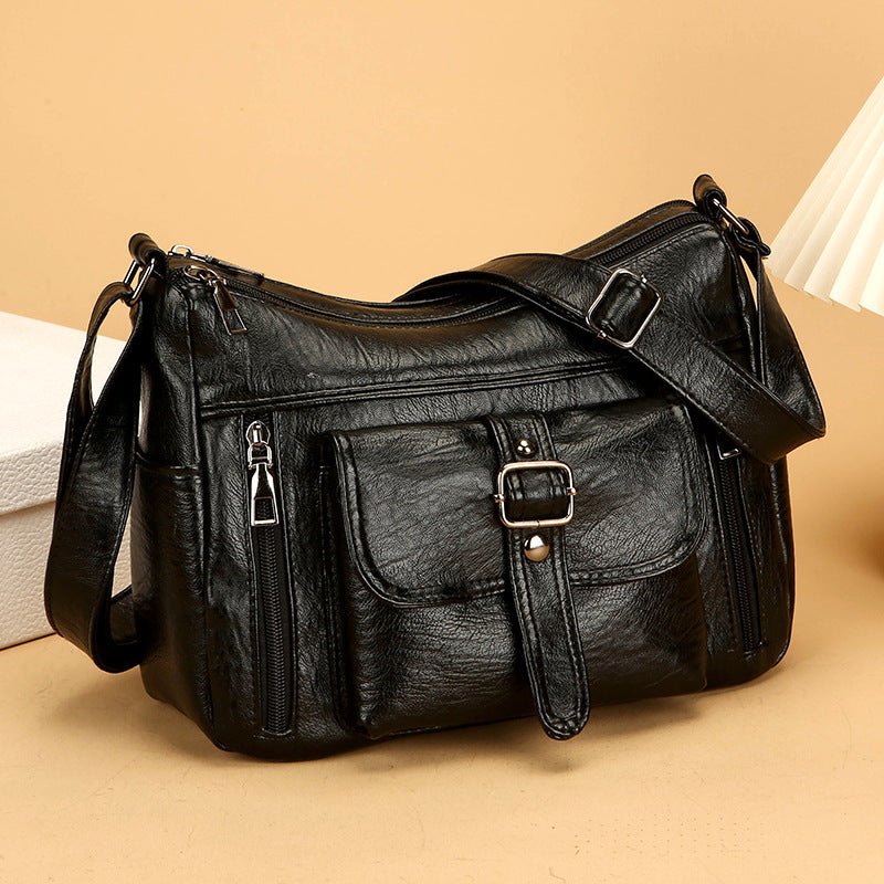 Retro Large Capacity Soft Authentic Leather Tactile Feel Shoulder Messenger Bag - Eshtree