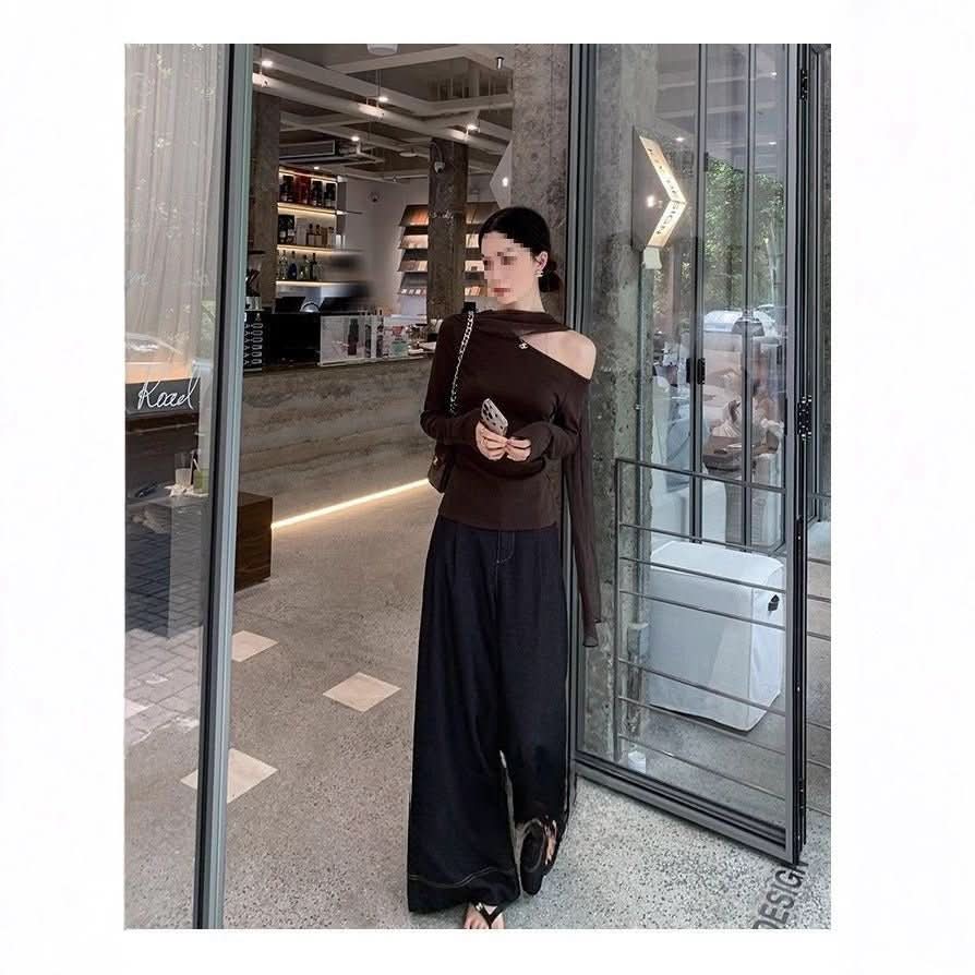 Retro Maillard Slimming Knitted Chic T-Shirt - Eshtree