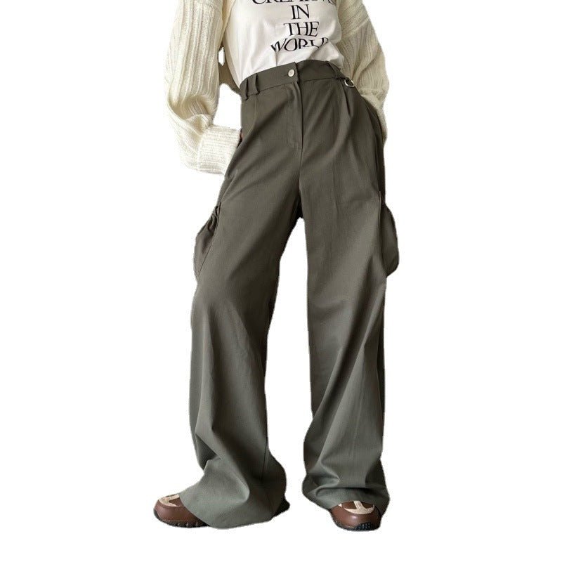 Retro Solid Color Elastic Casual Wide Leg Pants For Women - Eshtree