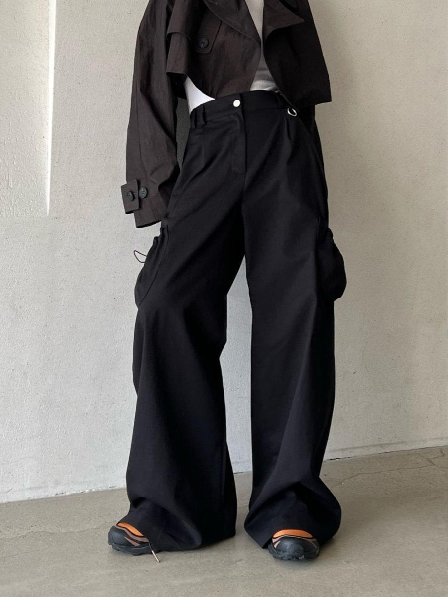 Retro Solid Color Elastic Casual Wide Leg Pants For Women - Eshtree